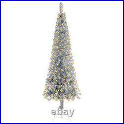 Slim Christmas Tree with LEDs Silver 82.7 vidaXL