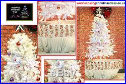 Snowing Christmas Tree 1.7 M Silver Flower Pot Base Beautiful Patterned Skirt