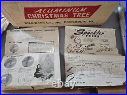 Sparkler Pom Pom 3 Foot Aluminum Christmas Tree VTG Original BOX