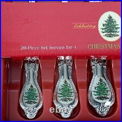 Spode Christmas Tree Stainless Flatware 20 Piece Service for 4 Set New HTF