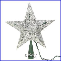 Star Wire Wrapped Christmas Tree Topper Light, Silver, 9-Inch