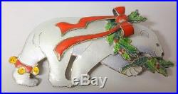 Sterling Silver 925 Enamel Christmas Tree Bells Polar Bear Brooch Pin Cute