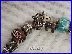 Sterling Silver IBB 925 THAI 23 Charms Bracelet Family Baby Buggy Christmas Tree