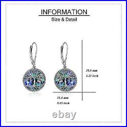 Sterling Silver Tree Of Life Colorful Abalone Shell Leverback Drop Earrings Gift