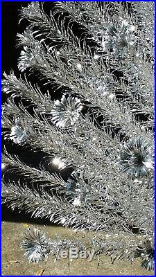 Stunning Silver Forest 124 Branch 8 FT Aluminum Christmas Tree Vintage Pom-Pom
