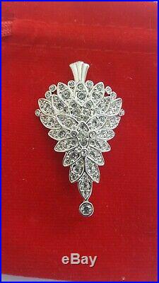 Swarovski Swan Signed Silver Tone Clear Crystals 2000 Christmas Tree brooch/Box