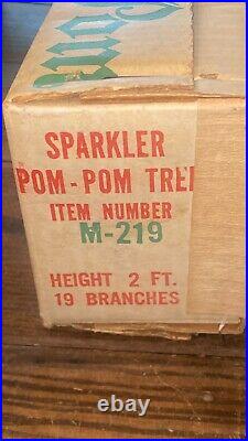 The Sparkler Pom-pom 2 Ft Aluminum Christmas Tree! 19 Branches Nib Old Stock