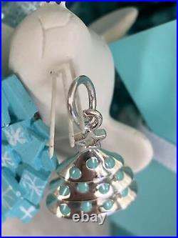 Tiffany&Co. Christmas Tree Blue Enamel Pendant Charm Sterling Silver Pouch