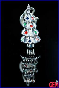 Tiffany & Co Enamel Christmas Tree Charm Pendant 925 Sterling Silver Enamel