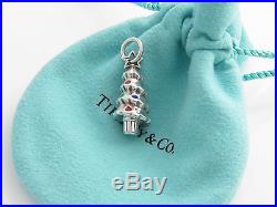Tiffany & Co Silver Red Blue Enamel Christmas Tree Charm 4 Necklace Bracelet