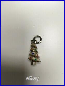 Tiffany & Co Silver Red Blue Enamel Christmas Tree Charm for Necklace / Bracelet