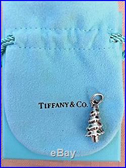 Tiffany & Co. Sterling Silver Christmas Tree Charm Pendant Enamel Green Red Blue