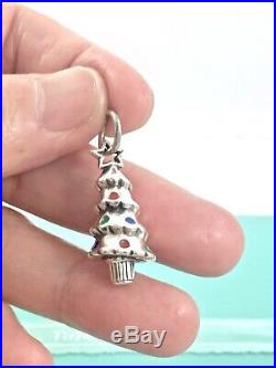 Tiffany & Co Sterling Silver Christmas Tree Enamel Charm Pendant 4 Necklace 1909