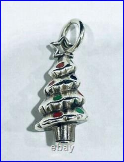 Tiffany & Co. Sterling Silver Christmas Tree Pendant Charm Red Green Blue Enamel
