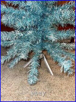 Tinsel Christmas tree Tiffany Blue/Silver Aluminum Pole And Base 36
