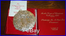 Towle Sterling Silver 1991 Wreath-1st Ed. Partridge in a Pear Tree Ornament