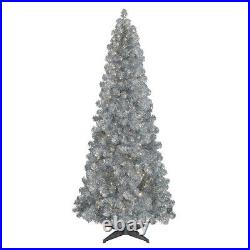 Treetopia Basics Silver 6 Foot Prelit Christmas Tree with Clear Lights (Used)