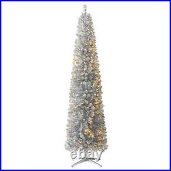 Treetopia Shimmering Silver 6 Ft Prelit Pencil Tinsel Christmas Tree (Used)