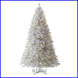 Treetopia Silver Stardust 5 Foot Artificial Prelit Full Tinsel Christmas Tree