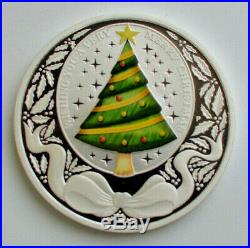 Tuvalu 2008 Christmas Tree 1oz. 999 Silver Coloured in Original Box with Coa