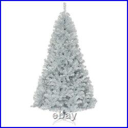 US Christmas 7.5FT Tree Fiber Optic Artificial Snow Flocked Festival Holiday