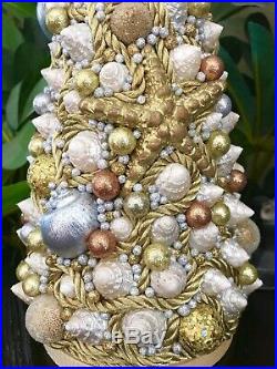 Unique 14 Nautical Coastal Sea Shells Christmas Tree Centerpiece Holiday Decor
