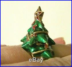 Unusual 3d Vintage Sterling Silver 925 Christmas Tree Gold Large Ring