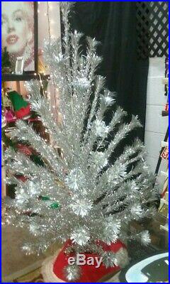 VINTAGE 1950's SILVER ALUMINUM 6 FOOT CHRISTMAS TREE