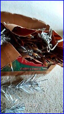 VINTAGE 50'S SILVER FOREST Aluminum Christmas Tree 4.5 feet 53 Branches w BOX