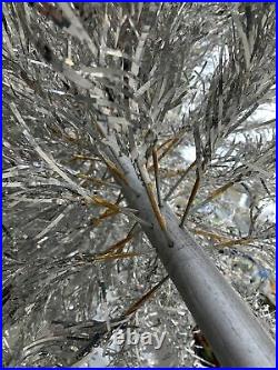 VINTAGE 6' 7' Silver Aluminum Christmas TREE Tinsel Pom Pom 157 BRANCHES