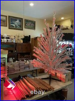 VINTAGE 6 FT ALUMINUM STAINLESS SILVER EVERGLEAM POM TREE With COLOR WHEEL