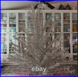 VINTAGE! 60'S ALUMINUM Tinsel 6.5' FULL WITH 95 BRANCHES CHRISTMAS TREE