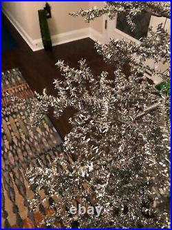 VINTAGE 7.5' Silver Aluminum Christmas TREE Tinsel Many Posable Strong Branches