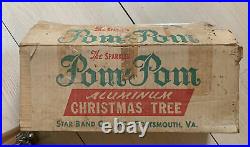 VINTAGE Aluminum Christmas Tree 4' Sparkler Pom Pom Star Band Co M 434 COMPLETE