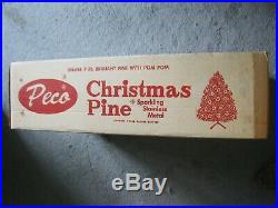 VINTAGE PECO CHRISTMAS PINE SPARKLING STAINLESS METAL TREE 7 1/4' SILVER WithBOX