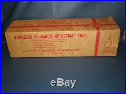VINTAGE SILVER CHRISTMAS TREE ALUMINUM 6 FOOT 43 Branch Tripod stand GREAT SHAPE