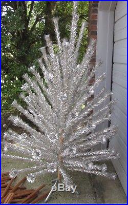 VINTAGE SILVER FOREST 6.5 FT ALUMINUM CHRISTMAS TREE as is