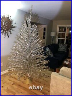 VINTAGE Silver Tapered ALUMINUM CHRISTMAS TREE 7 Feet 201 BRANCHES 97% Complete