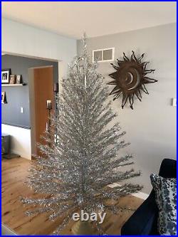 VINTAGE Silver Tapered ALUMINUM CHRISTMAS TREE 7 Feet 201 BRANCHES COMPLETE
