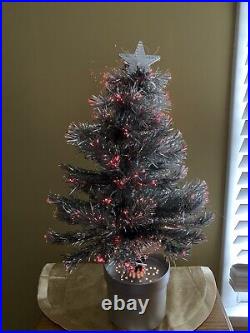 VINTAGE color-wheel FIBER OPTIC silver tinsel CHRISTMAS TREE / HALLMARK /BOXED