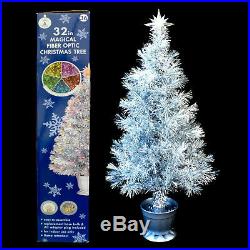 VINTAGE color-wheel FIBER OPTIC silver tinsel CHRISTMAS TREE with STAR