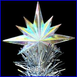VINTAGE color-wheel FIBER OPTIC silver tinsel CHRISTMAS TREE with STAR