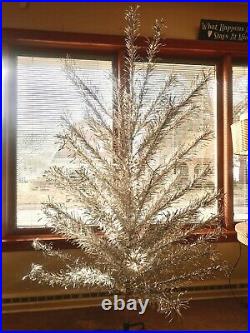 VTG 6.5' Silver Aluminum Christmas Tree, Curl & Twist Branch-SAPPHIRE BY REGAL
