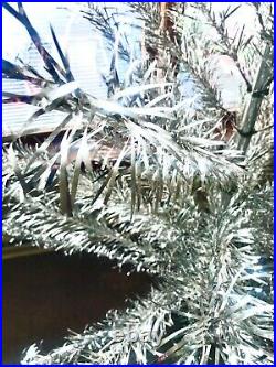 VTG 6.5' Silver Aluminum Christmas Tree, Curl & Twist Branch-SAPPHIRE BY REGAL