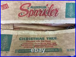 VTG Aluminum Sparkler Christmas Tree- Star Brand Co. With Stand And Orig. Box