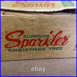 VTG Aluminum Sparkler Christmas Tree- Star Brand Co. With Stand And Orig. Box