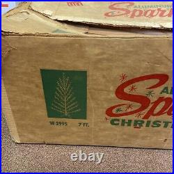 VTG Aluminum Sparkler Christmas Tree- Star Brand Co. With Stand And Orig. Box