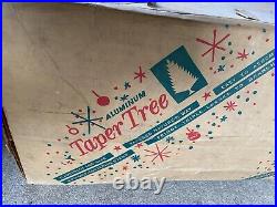 VTG Sears Aluminum Taper Christmas Tree Rotating Stand 121 Branch 6 FT Paperwork