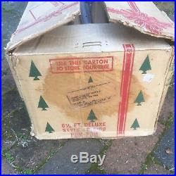 VTG Silver POM POM Aluminum Christmas Tree in BOX, 6 1/2 feet Deluxe, 100 Branches
