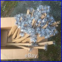VTG Silver POM POM Aluminum Christmas Tree in BOX, 6 1/2 feet Deluxe, 100 Branches